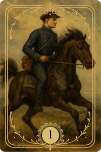 O arquétipo da Carta de número 1 do Baralho Cigano Terapêutico "O Cavaleiro" também conhecida como "O Mensageiro".