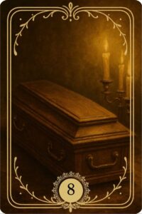 O arquétipo da Carta de número 8 do Baralho Cigano Terapêutico "O Caixão" também conhecida como "O Ataúde".