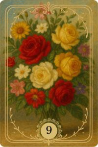 O arquétipo da Carta de número 9 do Baralho Cigano Terapêutico "O Ramalhete" também conhecido como "O Buquê ou As Flores".
